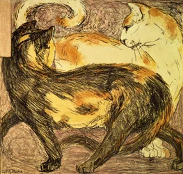Twee katten (schets)